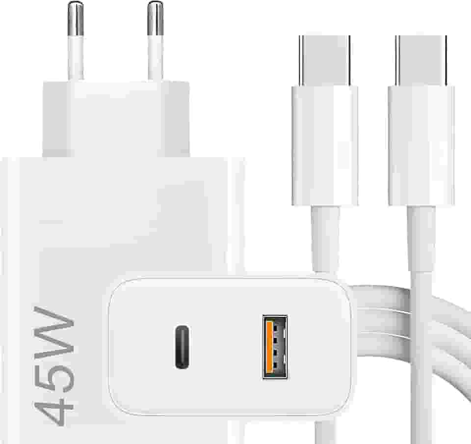 Kit Carregador Super Turbo 45W + Cabo USB Tipo C de 1m Compatível com Celulares, Tablets e Notebooks