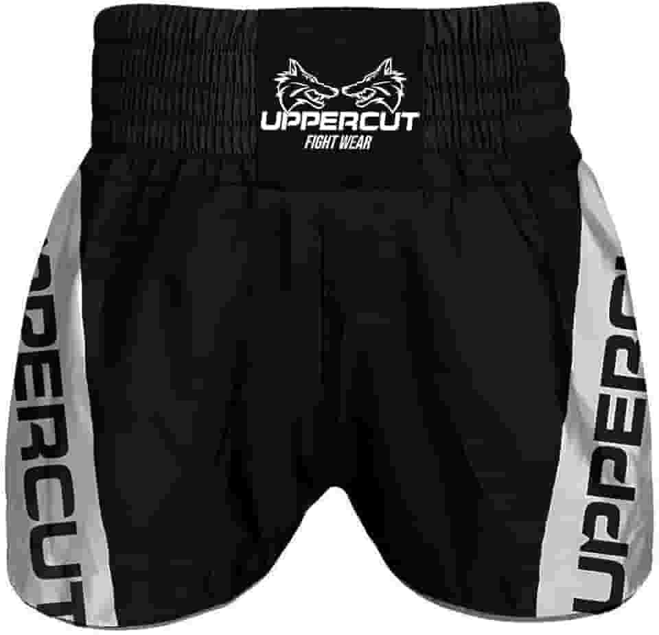 UPPERCUT Calção Muay Thai Kickboxing Adulto Ref-08 Unissex Preto/Branco