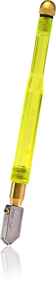TOYO TC1S Cortador de vidro Supercutter Comfort Grip | Feito para cortar vidro de 0,9 cm e ¼" de espessura Supercutter | Verde limão - cabeça reta | Cabo de acrílico contornado | Afiado com precisão |