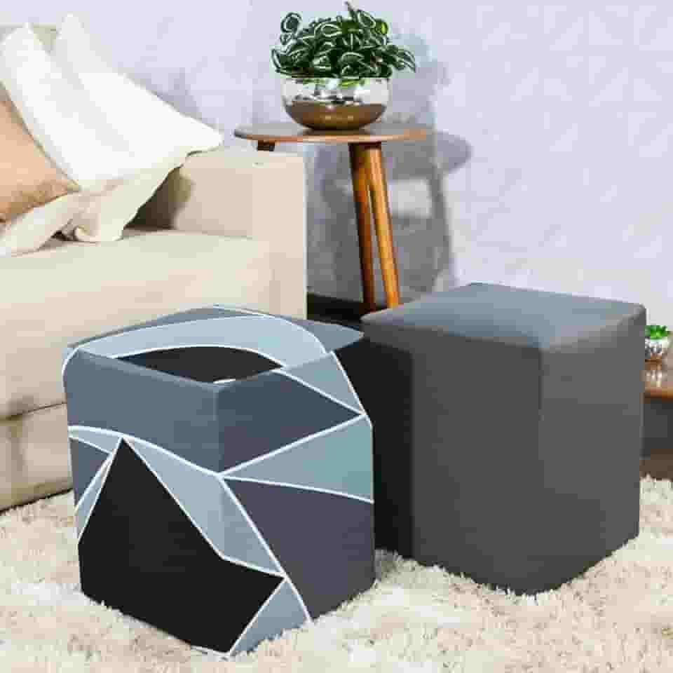 Capa para Puff Plus Quadrado 2 Unidades Luxo Cinza/Urbana