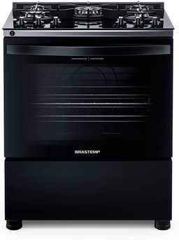 Fogão 5 Bocas de Piso Brastemp Mesa de Vidro Bivolt Preto BFS5VCE