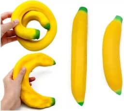 Banana Frutas Anti Stress Elástico – Fidget Toy Divertido para Apertar e Aliviar