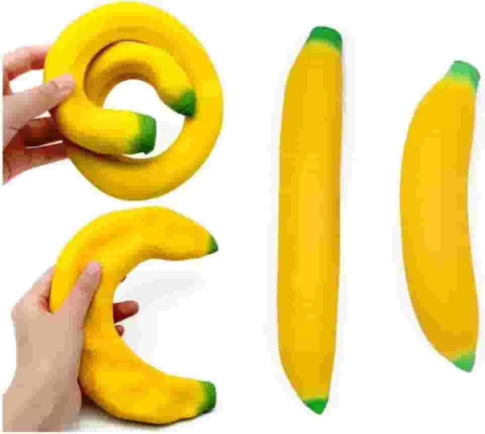Banana Frutas Anti Stress Elástico – Fidget Toy Divertido para Apertar e Aliviar