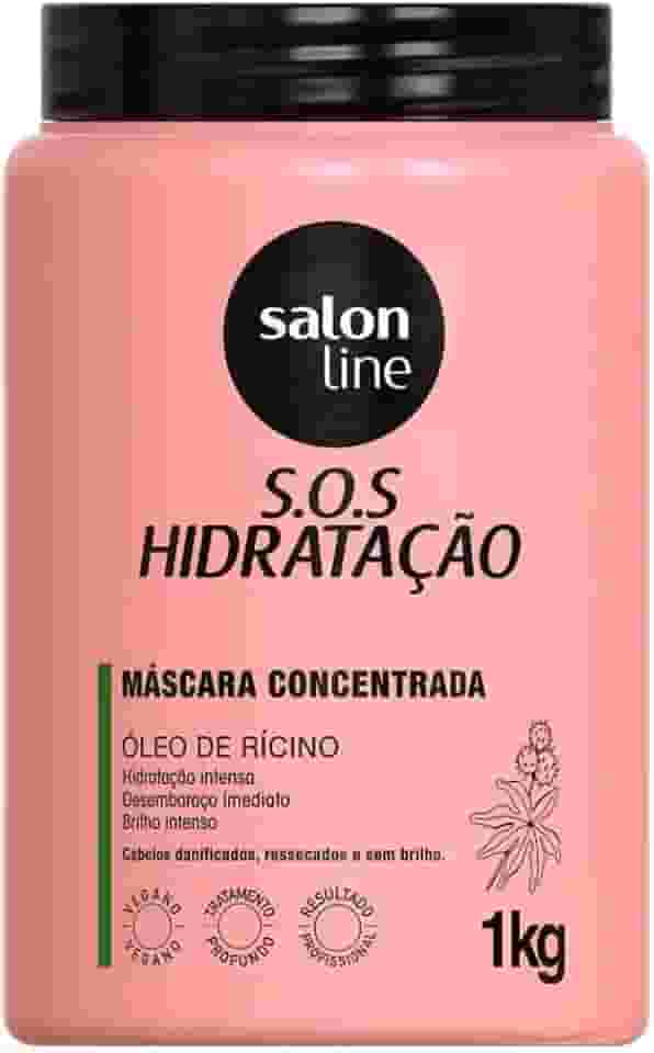 Salon Line, Máscara Capilar, SOS Hidratação, Óleo de Rícino, Vegana - Cabelos Todos os Tipos de Cabelos, 1 Kg