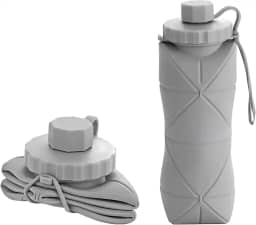 Garrafa De Água Dobrável Retrátil Silicone Portátil Compacta 600ml (CINZA)
