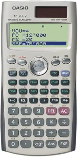 Calculadora financeira Casio com visor de 4 linhas FC-200V