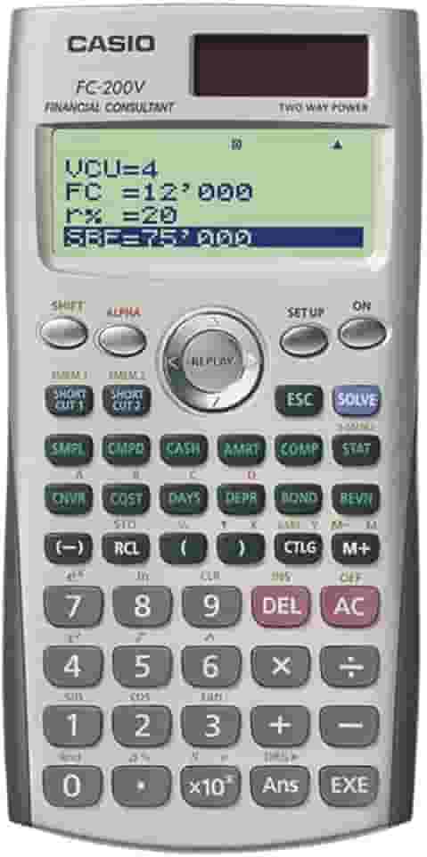 Calculadora financeira Casio com visor de 4 linhas FC-200V