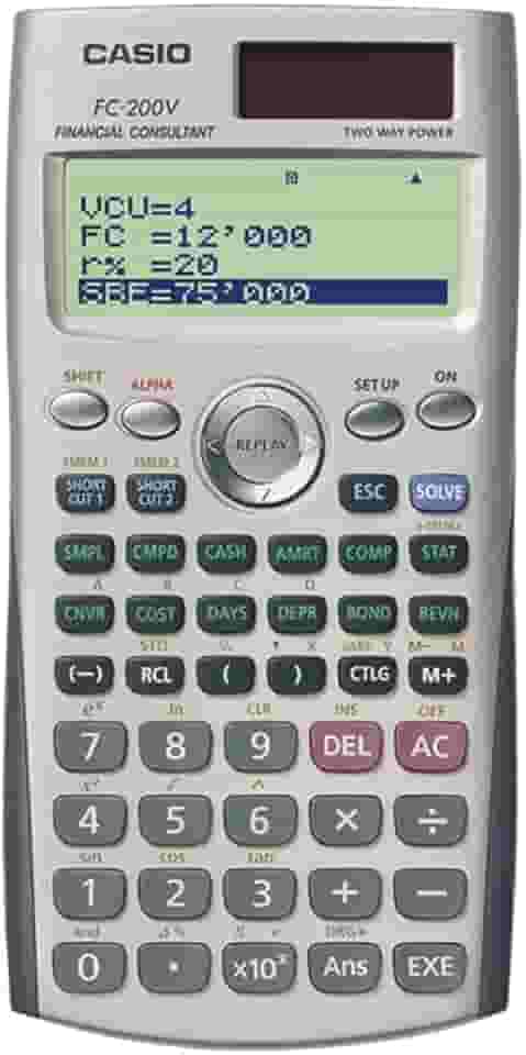 Calculadora financeira Casio com visor de 4 linhas FC-200V