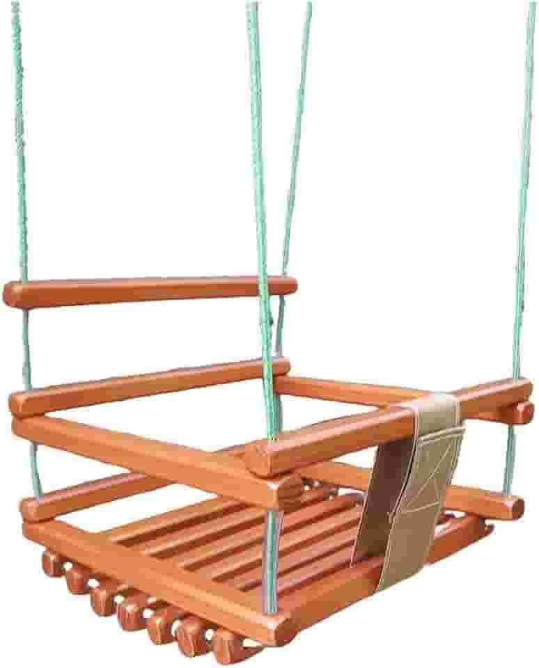 Balanço Infantil de Madeira Para Crianças até 10 anos (Verniz Tecido Marrom)