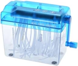 MINI FRAGMENTADORA DE PAPEL TRITURADOR PICADOR CARTAO DOCUMENTOS MANUAL MESA ESCRITORIO COM MANIVELA CESTO PORTATIL