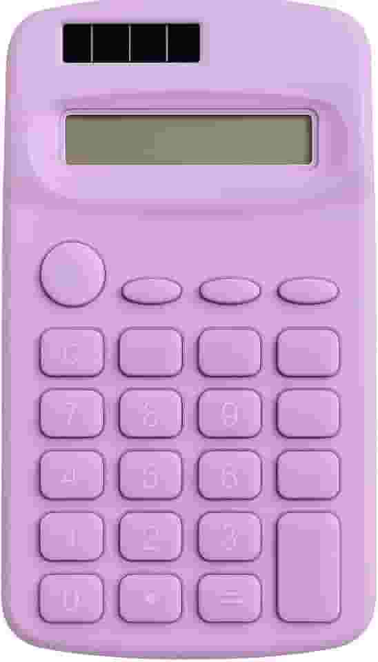 Calculadora de Bolso 8 Dígitos Compacta 11x6cm Dupla Alimentação Solar + Bateria Portátil Leve Operações Básicas para Escola Trabalho e Casa Visor Claro Durável (Roxo)