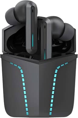 WB Fone de ouvido Bluetooth 5.1 In-ear sem fio Gamer Sentinel TWS Preto com luzes de LED, modo jogo, som 360° e Super Bass, 20 horas de bateria, proteção IPX4 e controle sensível ao toque