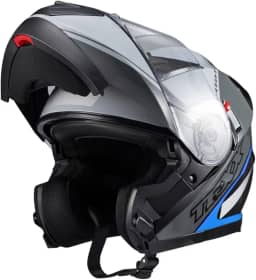 Capacete Texx Escamot Gladiator V3 Makan Cinza Azul 58