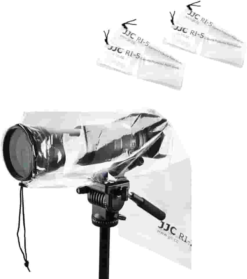 Capa de chuva para câmera DSLR JJC Protetor de capa de chuva para Canon, Nikon, Fujifilm, Sony, Olympus, Panasonic, Tamron Sigma, com uma lente de até 45,7 cm, material PE totalmente transparente -