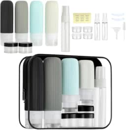 Kit para viagem luxo 17 Peças organizador mala Frascos potes necessaire silicone creme dispenser shampoo (Preto)