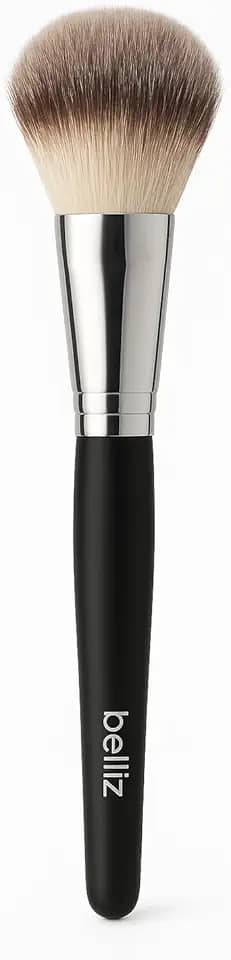 Pincel para Pó Facial Profissional Belliz 516 — Cerdas Macias, Acabamento Natural, Ideal para Blush e Pó Compacto