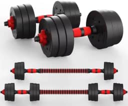 Kit 30kg Halteres de Anilhas E Barras Ajustáveis Fitness