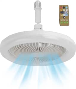 Luz LED com Ventilador | Teto com Controle Remoto - 3 pás, temporização, 3 velocidades, luz LED regulável, luminária para quarto infantil, sala estar Shangjia