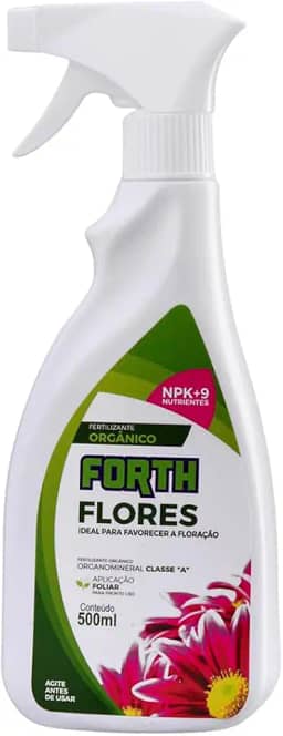 Fertilizante Forth Flores Líquido, Pronto Uso, Floração, Fertilizante, NPK (Nitrogênio, Fósforo, Potássio), 9 Micronutrientes, Nutrição Completa, 500 ml