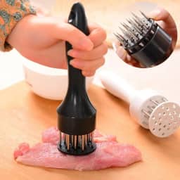 Amaciador de carne com 24 lâminas de agulha ultra afiadas de aço inoxidável, máquina de cozinha resistente para amaciar carne, peru, frango, bife, vitela, porco, peixe, etc. (preto)