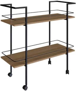 Carrinho Bar Estilo Industrial com 2 Prateleiras P1036 Preto/Mel