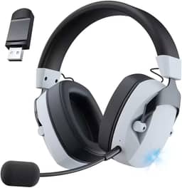 Headset Gamer, GIZNIC BL100 PRO Fone Gamer, Fone de Ouvido Sem Fio Para Jogos, Conexão USB e Bluetooth, Microfone Destacável, Design Leve e Confortável - Preto e Branco