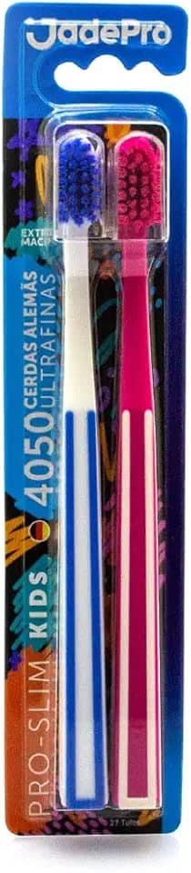 Escova de Dente Infantil Pro Slim Kids 4050 Cerdas Ultra finas kit 2un JadePro (Branca/Rosa)