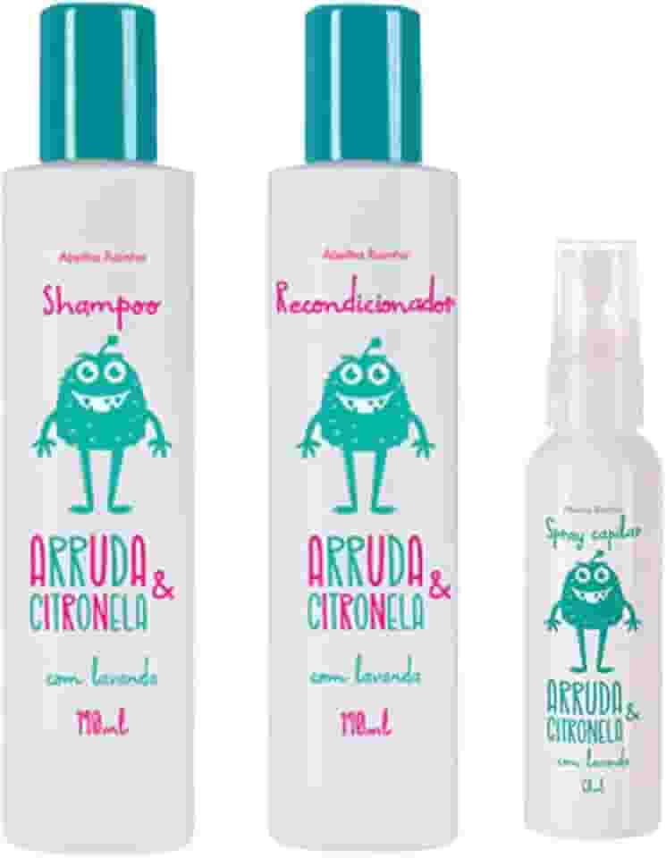 Kit Mata Piolho e Lêndeas,Arruda e Citronela Shampoo,condicionador e Spray Abelha Rainha
