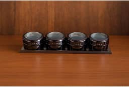 Porta Temperos Inox Magnético Com Ímã Kit Organizador de Condimentos Com Potes Para Cozinha Geladeira (Grafite)