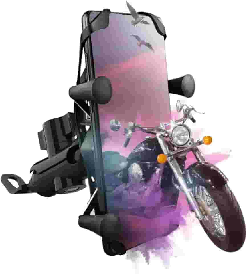 Suporte de Celular para Motos e Bicicletas – Carregador USB e Rotação 360 Graus, Base de Ferro, Proteção de Carga e Instalação Simples