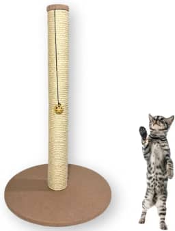 Arranhador para Gato Torre 86cm de Altura Base Grande com Carpete Brinquedo Interativo Sisal 8mm (Marrom)