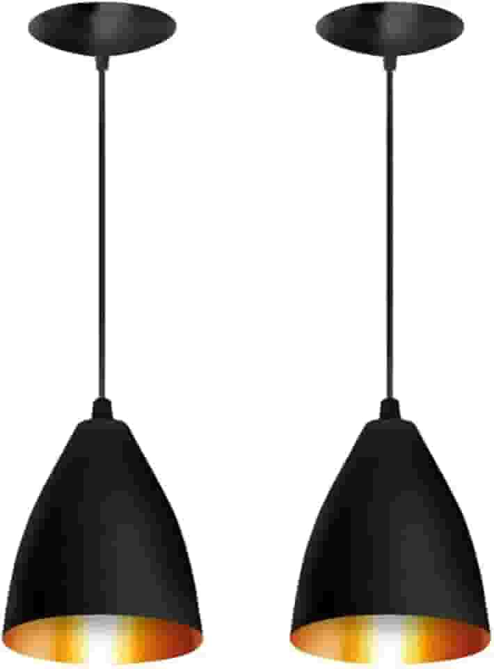 Kit 2 Pendentes Vegas Premium Gourmet Aluminio Preto/Cobre