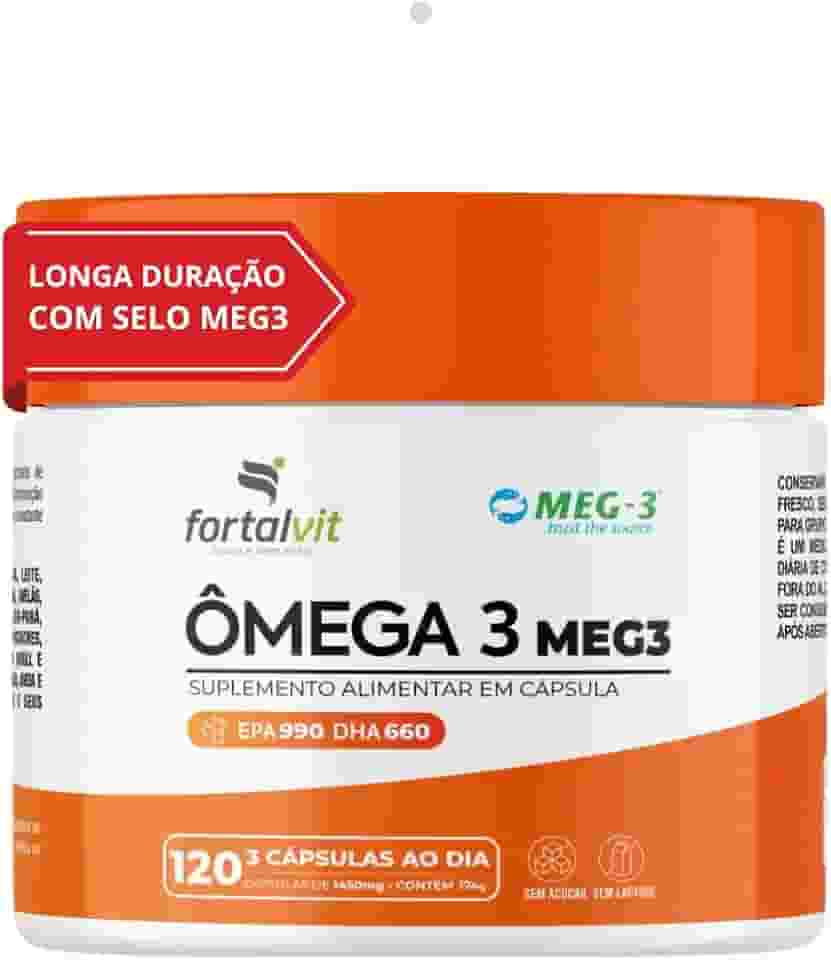 Ômega 3 MEG-3 Alta Concentração EPA 990mg DHA 660mg - 120 Cápsulas - Pureza Garantida, Fortalvit