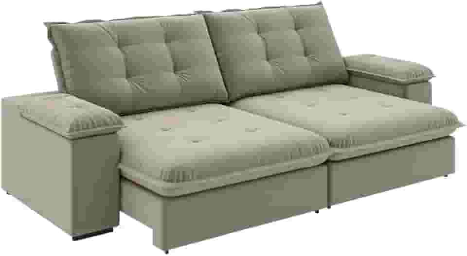 Sofá Retrátil e Reclinável Bipartido 2,50m 4 Lugares Fofão Slim Luizzi (Castor)