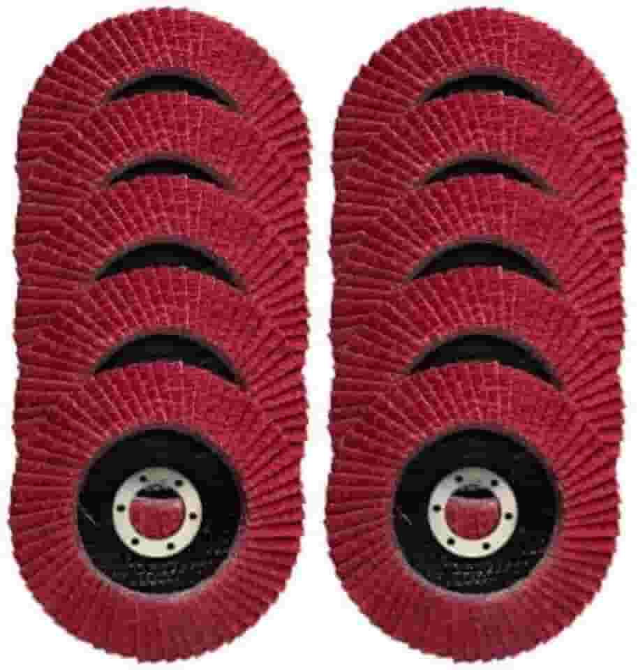 Kit 10 Peças Disco Flap 115mm 4.1/2'' Grão 60 Lixa Para Madeira Metal Ferro Plástico