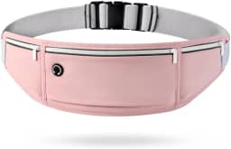 Pochete Esportiva Slim Impermeável para Corrida e Academia – Porta Celular de Cintura Ajustável (Rosa)