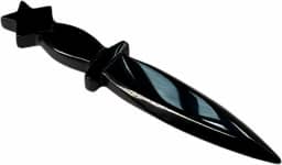 Pentagrama preto obsidiana Athame, adaga de altar para suprimentos e ferramentas Wicca 15 cm
