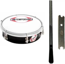 Tamborim Contemporânea Profissional Plástico Nylon e Baqueta