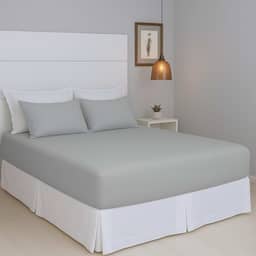 Jogo de Lençol Queen Malha 100% Algodão Liso com Elástico 3 peças Toque Macio Top (Cinza)