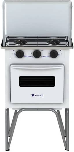 Fogão Portátil 2 Bocas Venax Gemini Tampa de Metal Gas Glp Branco
