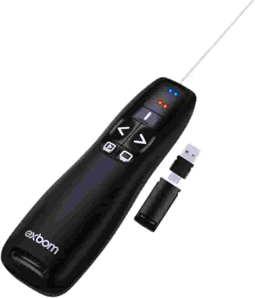 Apresentador de Slides Sem Fio com Ponteiro Laser – Alcance de 30m, Conexão USB 2.4GHz, Compatível com Windows, macOS, Linux e Android – Controle Remoto para Apresentações Profissionais