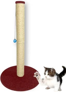 Arranhador para Gato Torre 86cm de Altura Base Grande com Carpete Brinquedo Interativo Sisal 8mm (Vermelho)