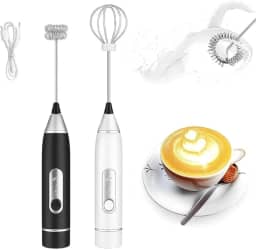 Mini Mixer Portátil USB, Espumador de Leite Elétrico | Batedor de Bebidas, Ovos, Café, Cappuccino, Whey | com Haste de Aço Inoxidável 3 Velocidades