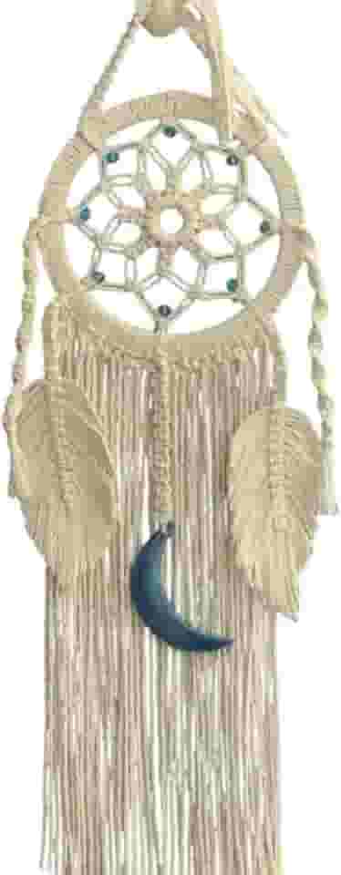 Filtro dos Sonhos em Macramê, Artesanal com Lua em pedra e Cristais, Decoração Boho (azul)