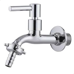 Torneira para Jardim, Lavanderia, Tanque e Área Externa em Metal Cromado 12 cm SOFTINOX 1/4 de Volta com Bico Removível — Resistente e Elegante, Canopla em ABS