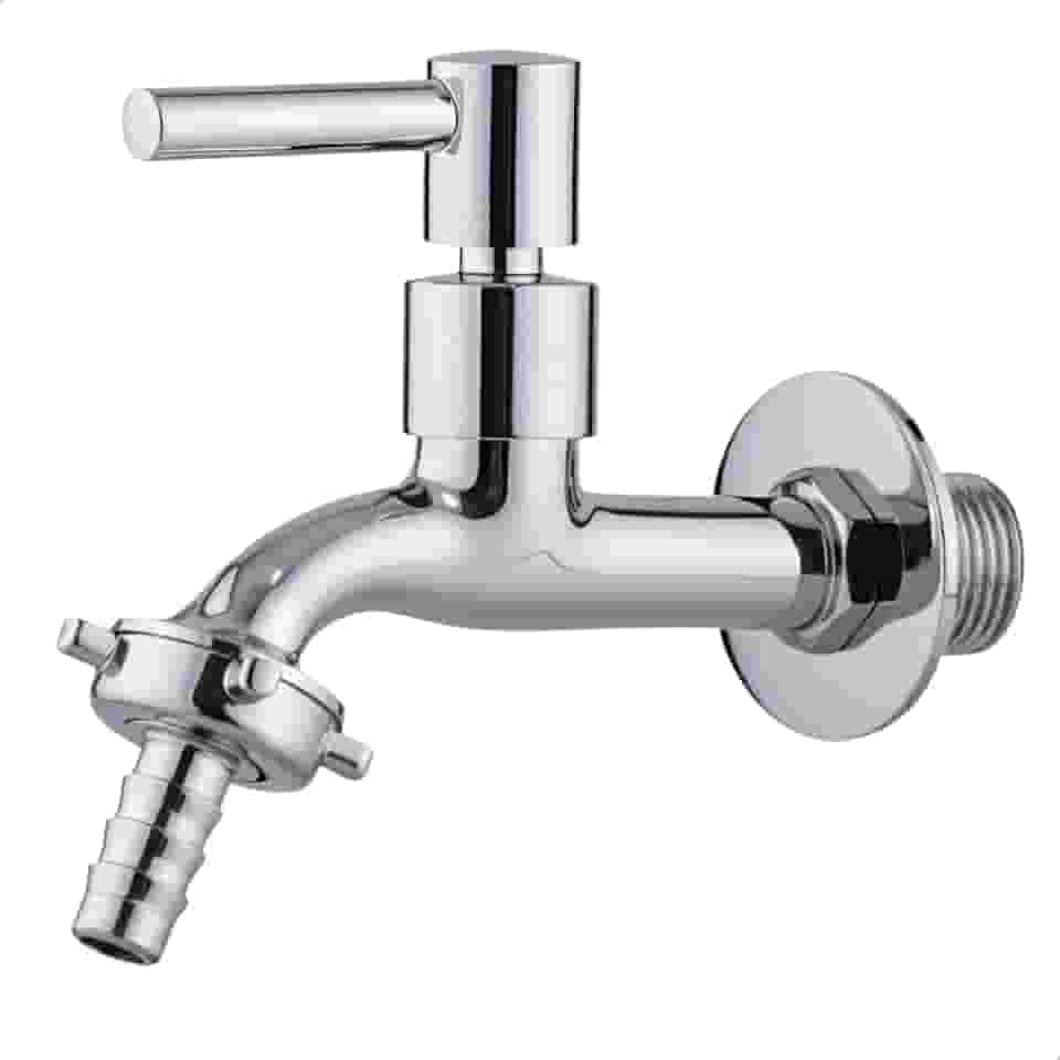 Torneira para Jardim, Lavanderia, Tanque e Área Externa em Metal Cromado 12 cm SOFTINOX 1/4 de Volta com Bico Removível — Resistente e Elegante, Canopla em ABS