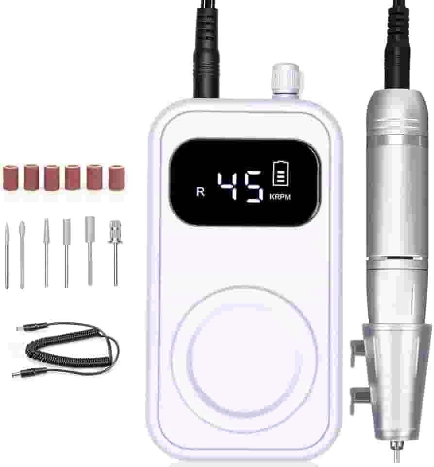 Lixadeira Elétrica para Unhas Profissional, Motor de Unha, Removedor de Polimento de Gel, Motor Portátil com Display Digital, Controle de Velocidade