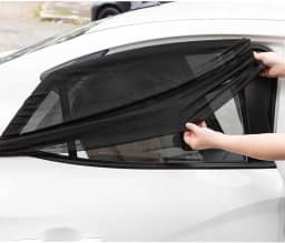 Kit 2 un - Protetor solar para vidro do carro bebê criança capa tecido envolve a porta do carro (Preto)