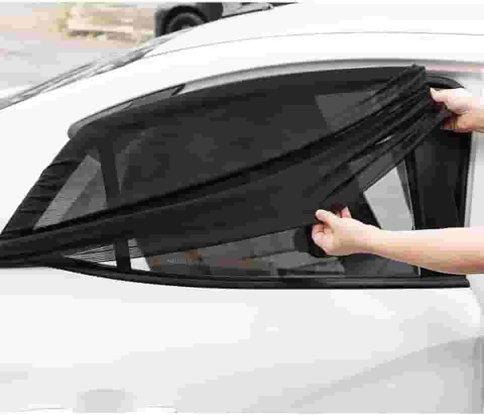 Kit 2 un - Protetor solar para vidro do carro bebê criança capa tecido envolve a porta do carro (Preto)