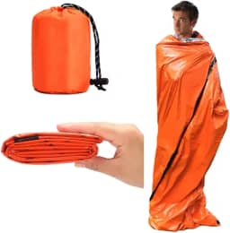 Saco de Dormir Térmico, Laranja, Impermeável, Dobrável para Emergências e Aventuras